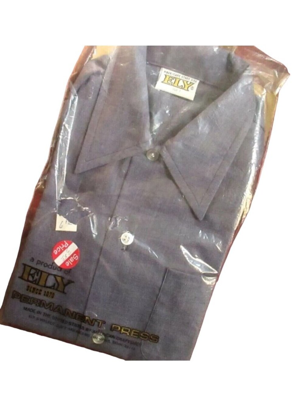 Shirt BOYS Sz 7 Vintage 1970's COBALT HATCH BLUE HIPPY MOD SHIRT USA NEW